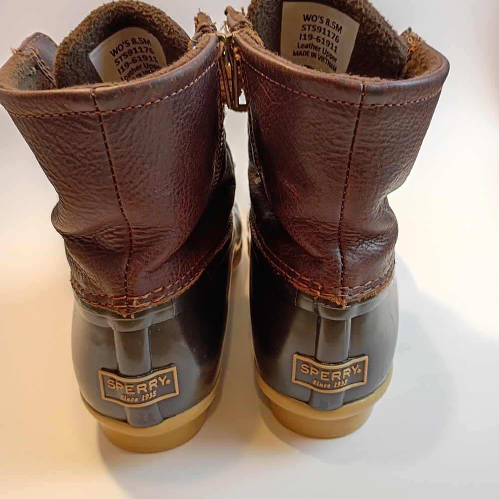 Sperry Saltwater Duck Boots Brown Leather Ankle Rain Boots STS91176 Womens 8.5 M - Picture 8 of 8